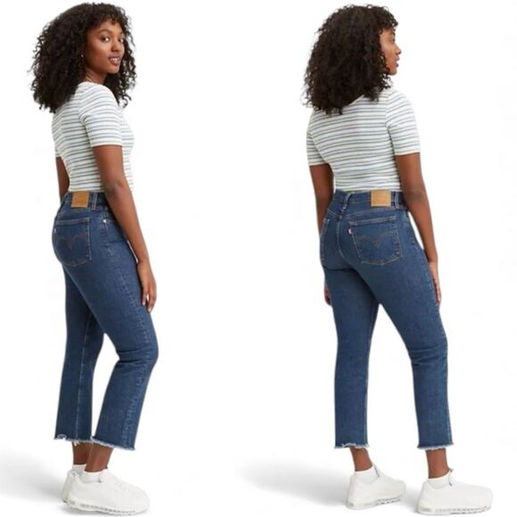 Levi's Denim - Levi’s Wedgie Straight Raw Hem Ankle Dark Wash Denim Jeans